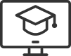 Monitor with graduation cap icon black