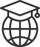 Globe with graduation cap black icon